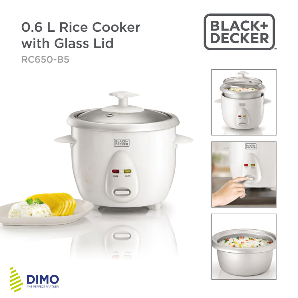 Black and Decker 1.0 Ltr. Non Stick Rice Cooker with Glass Lid – RC1050-B5