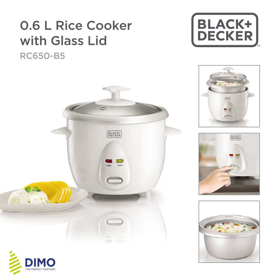 Black and Decker 1.0 Ltr. Non Stick Rice Cooker with Glass Lid – RC1050-B5