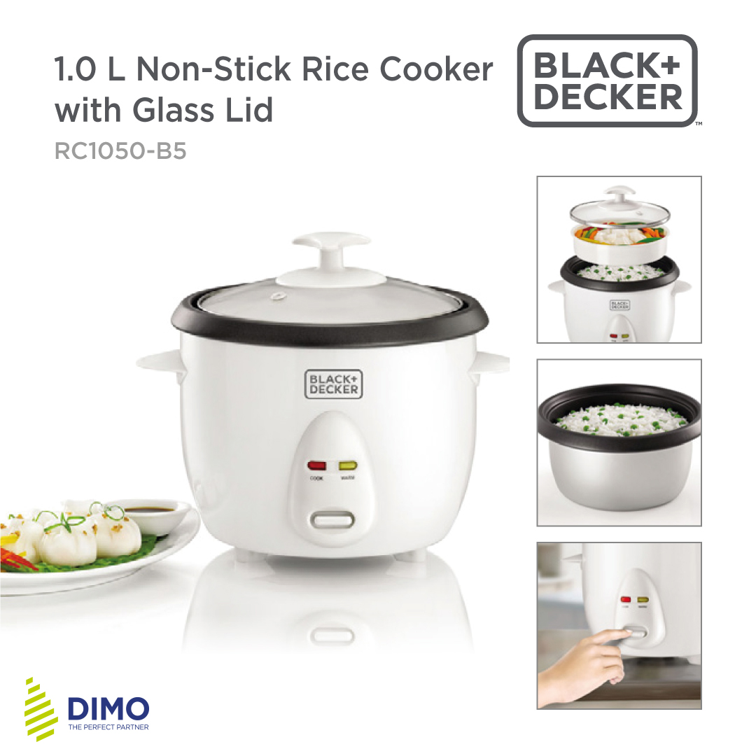 Black and Decker 1.8 Ltr. Non Stick Rice Cooker with Glass Lid – RC1860-B5