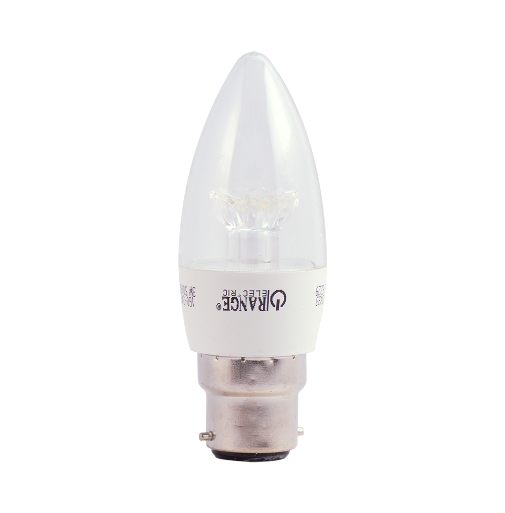 3Watt B22 3000K Clear Candle Light