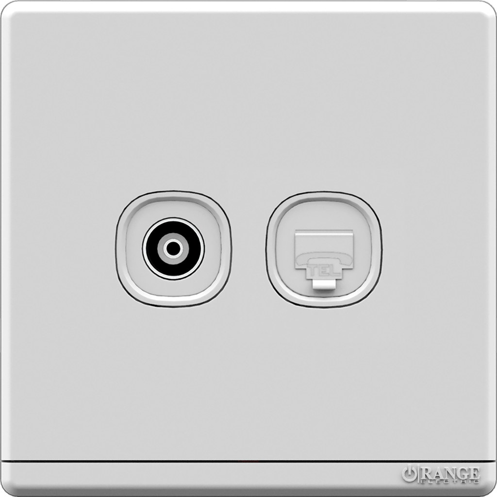 ODESSA 2Gang TV Co-Axial Outlet (75Ohm) + Telephone Outlet White