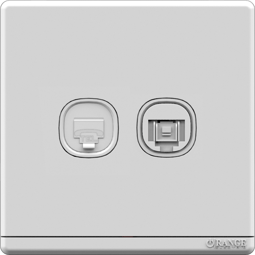 ODESSA 2Gang Telephone + 8Wire Telephone/Data Outlet White