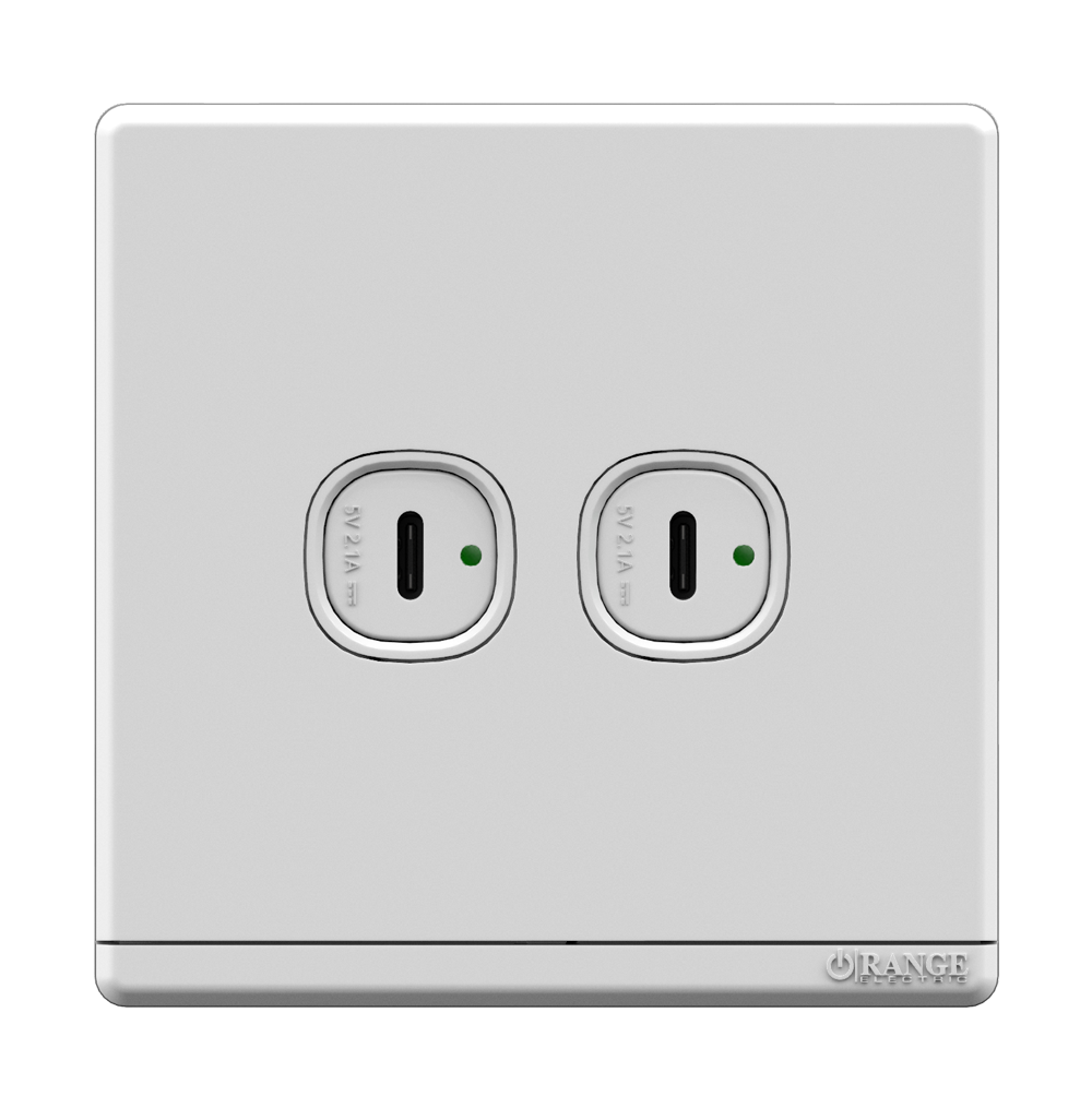 ODESSA 2.1Amp. 2Gang Type-C USB Charger Outlet White