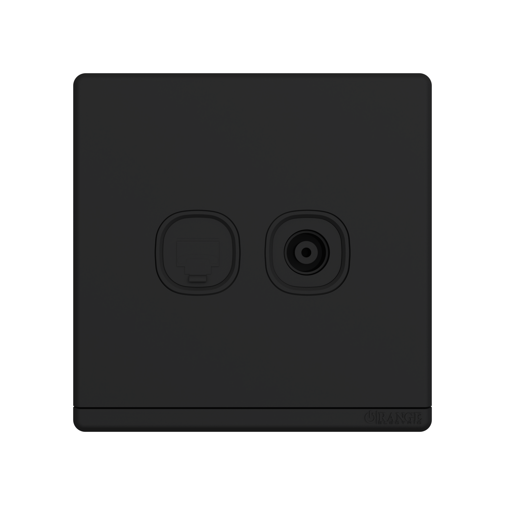 ODESSA 2Gang TV Co-Axial Outlet (75Ohm) + Telephone Outlet Black Matte
