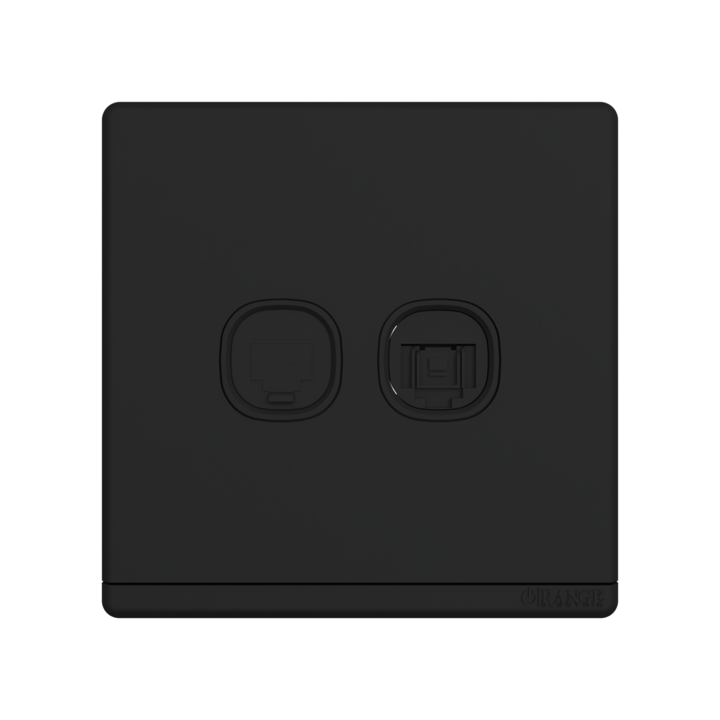 ODESSA 2Gang Telephone + 8Wire Telephone/Data Outlet Black Matte