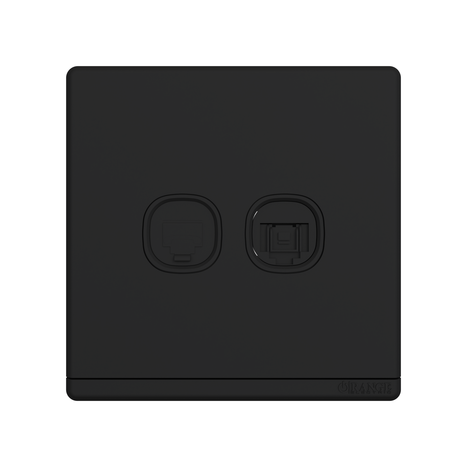 ODESSA 2Gang Telephone + 8Wire Telephone/Data Outlet Black Matte