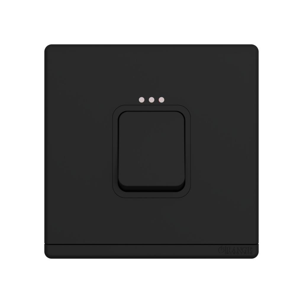 ODESSA 45AX 250V Double Pole Switch with Indicator (3×3) with Earth Strap Black Matte