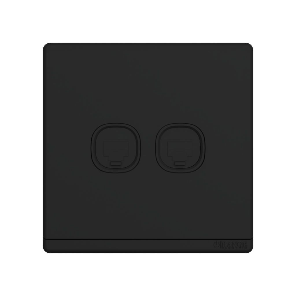 ODESSA 2Gang 4Wire Telephone Outlet Black Matte