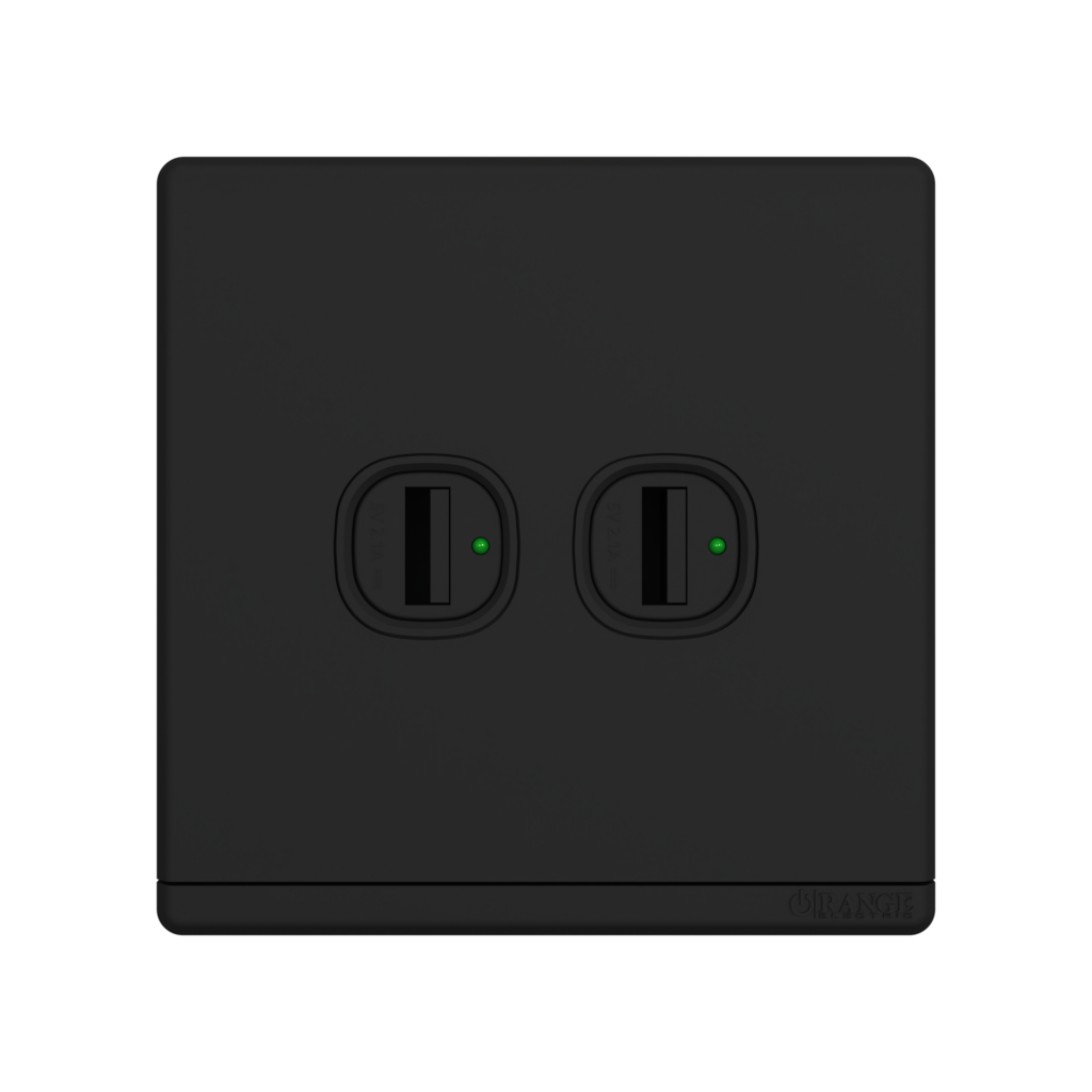 ODESSA 2.1Amp. 2Gang Type-A USB Charger Outlet Black Matte