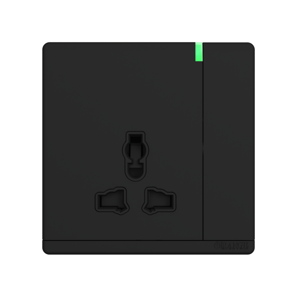 ODESSA 13Amp. 250V Single Multi Switched Socket Outlet with Indicator Black Matte