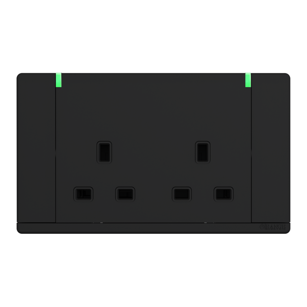 ODESSA 13Amp. 250V Twin Switched Socket Outlet with Indicator Black Matte