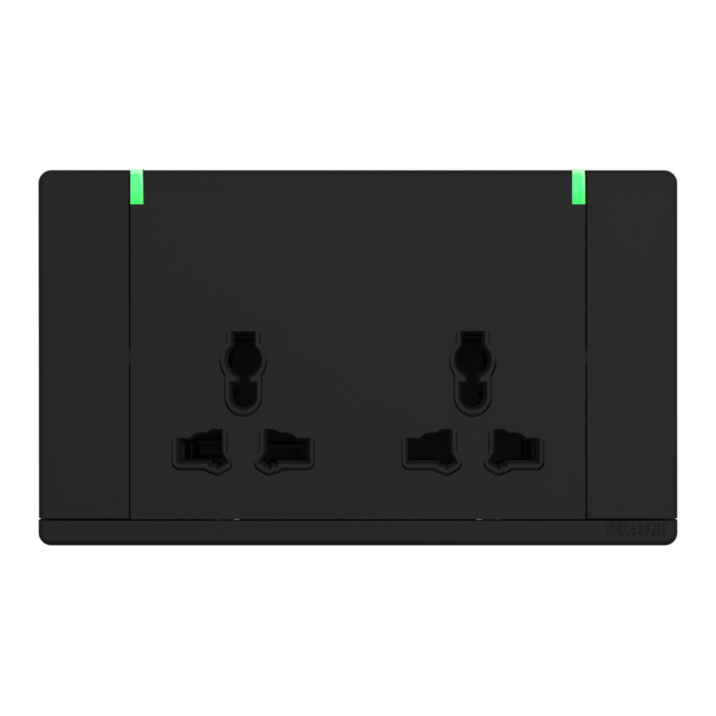 ODESSA 13Amp. 250V Twin Multi Switched Socket Outlet with Indicator Black Matte