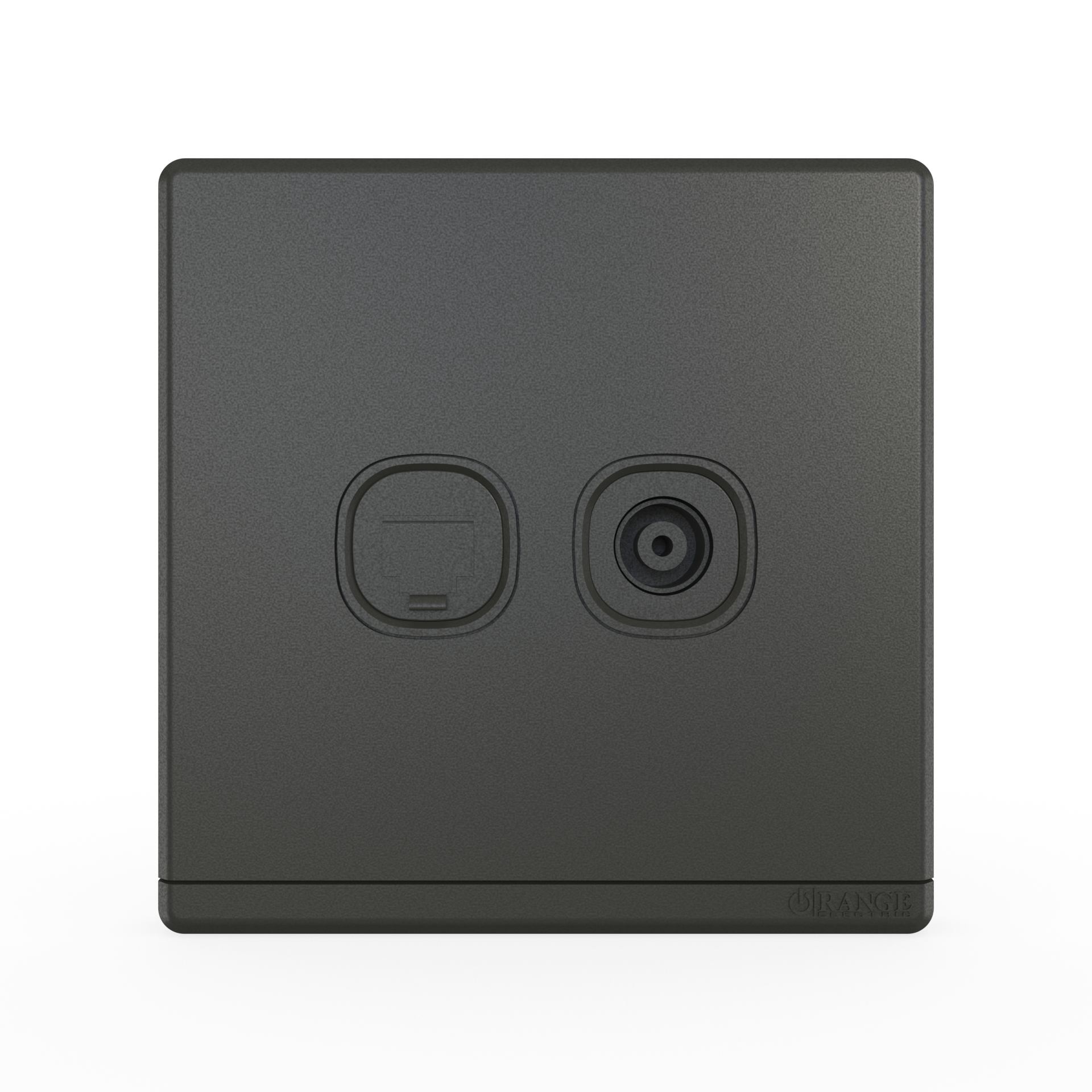 ODESSA 2Gang TV Co-Axial Outlet (75Ohm) + Telephone Outlet Pearl Gunmetal