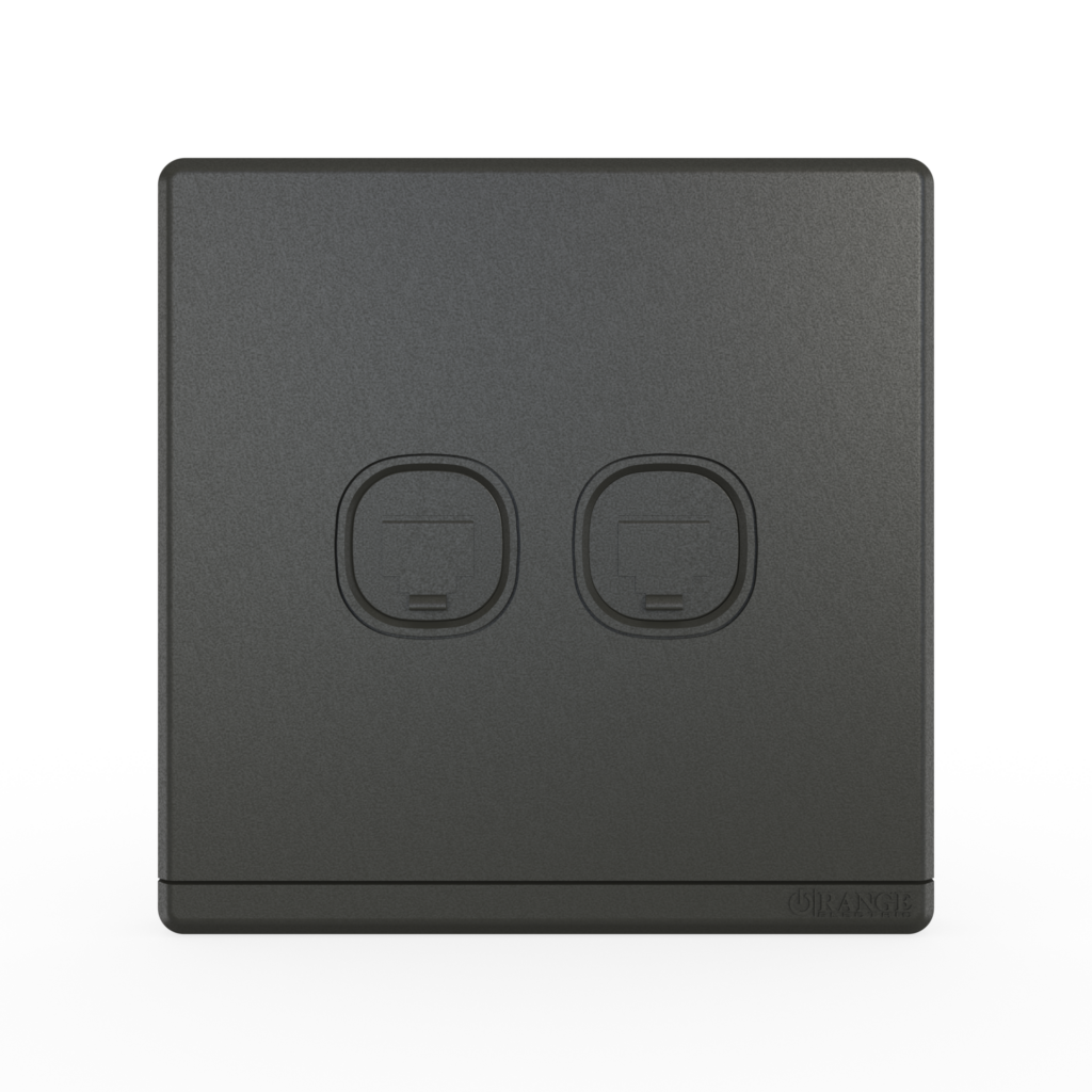 ODESSA 2Gang 4Wire Telephone Outlet Pearl Gunmetal