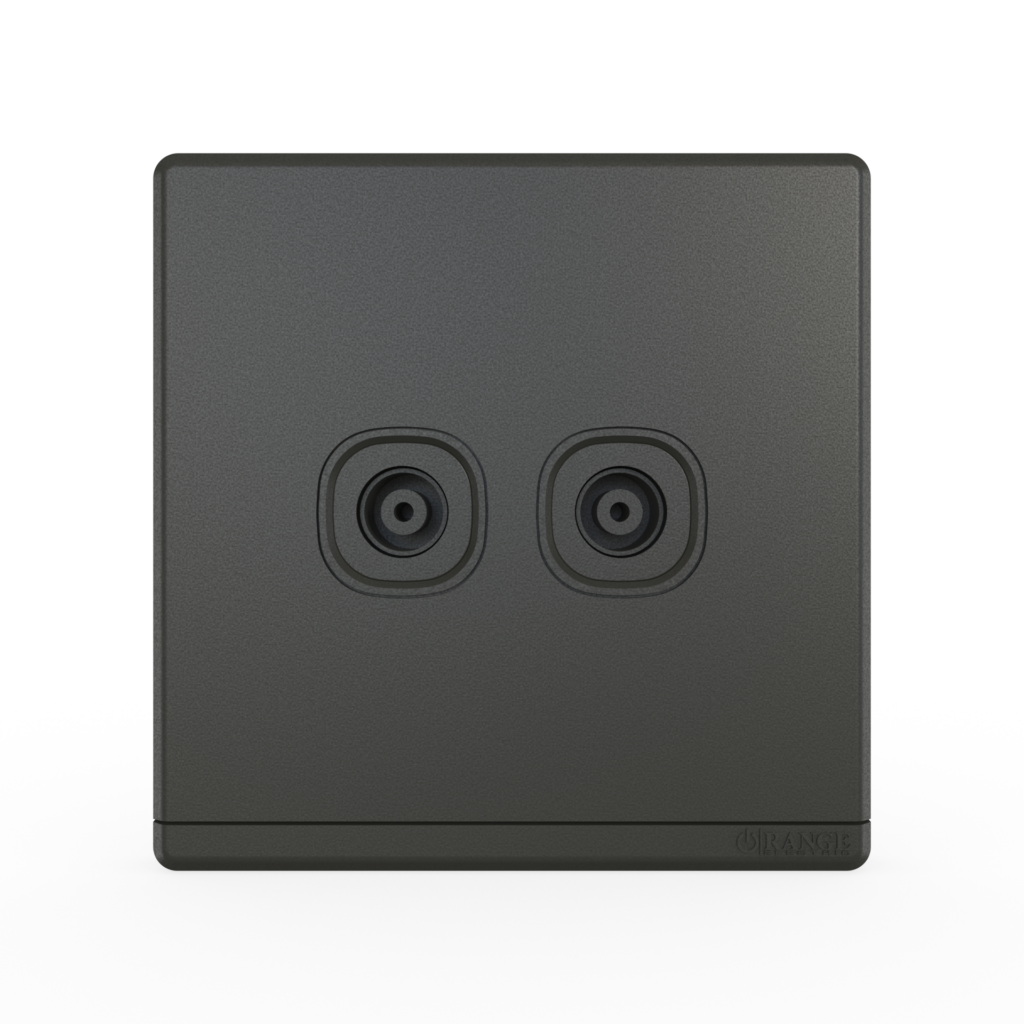 ODESSA 2Gang TV Co-Axial Outlet (75Ohm) Pearl Gunmetal