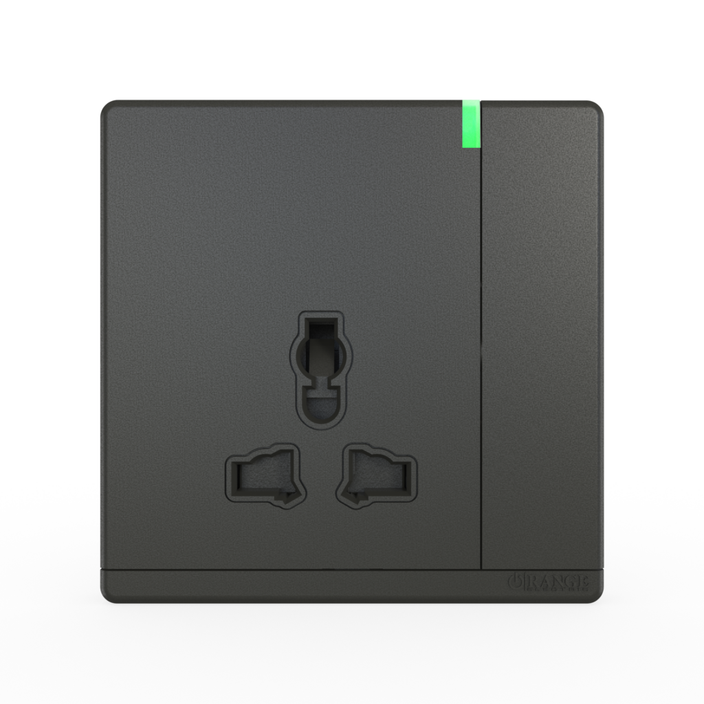 ODESSA 13Amp. 250V Single Multi Switched Socket Outlet with Indicator Pearl Gunmetal