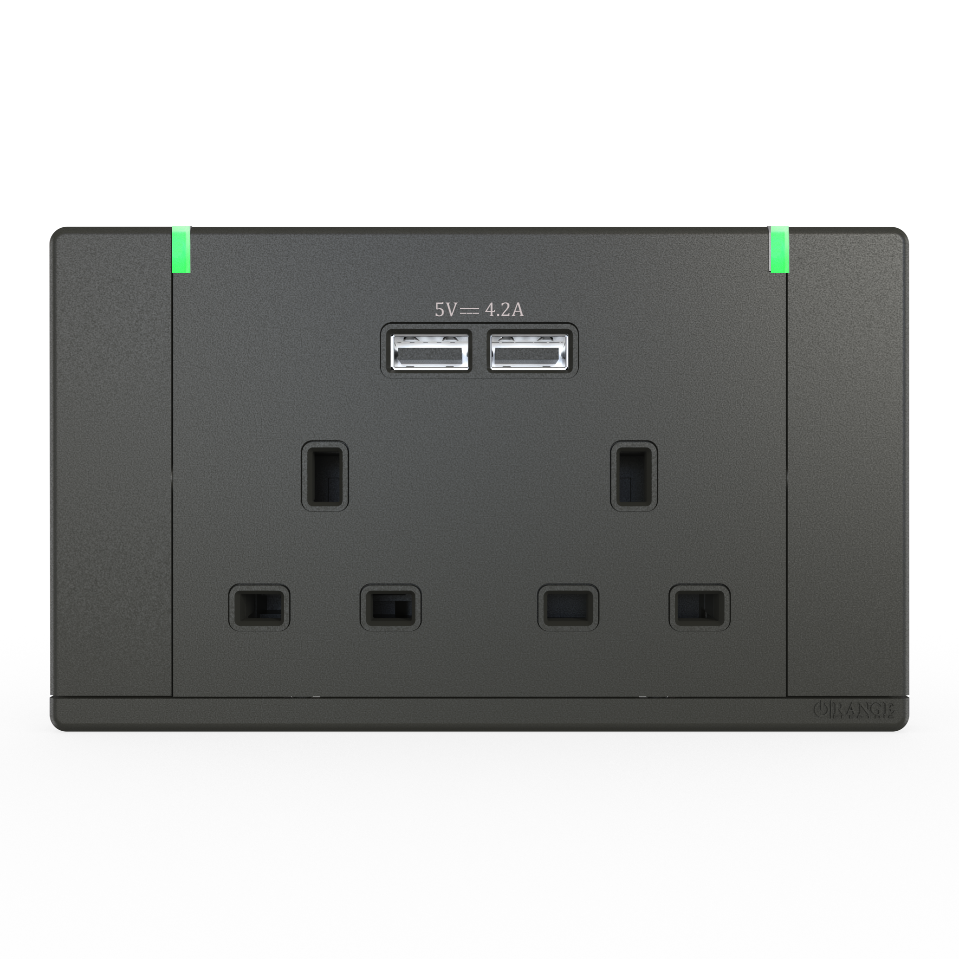 ODESSA 13Amp. 250V Twin Switched Socket Outlet with Indicator + 4. 2A USB Pearl Gunmetal
