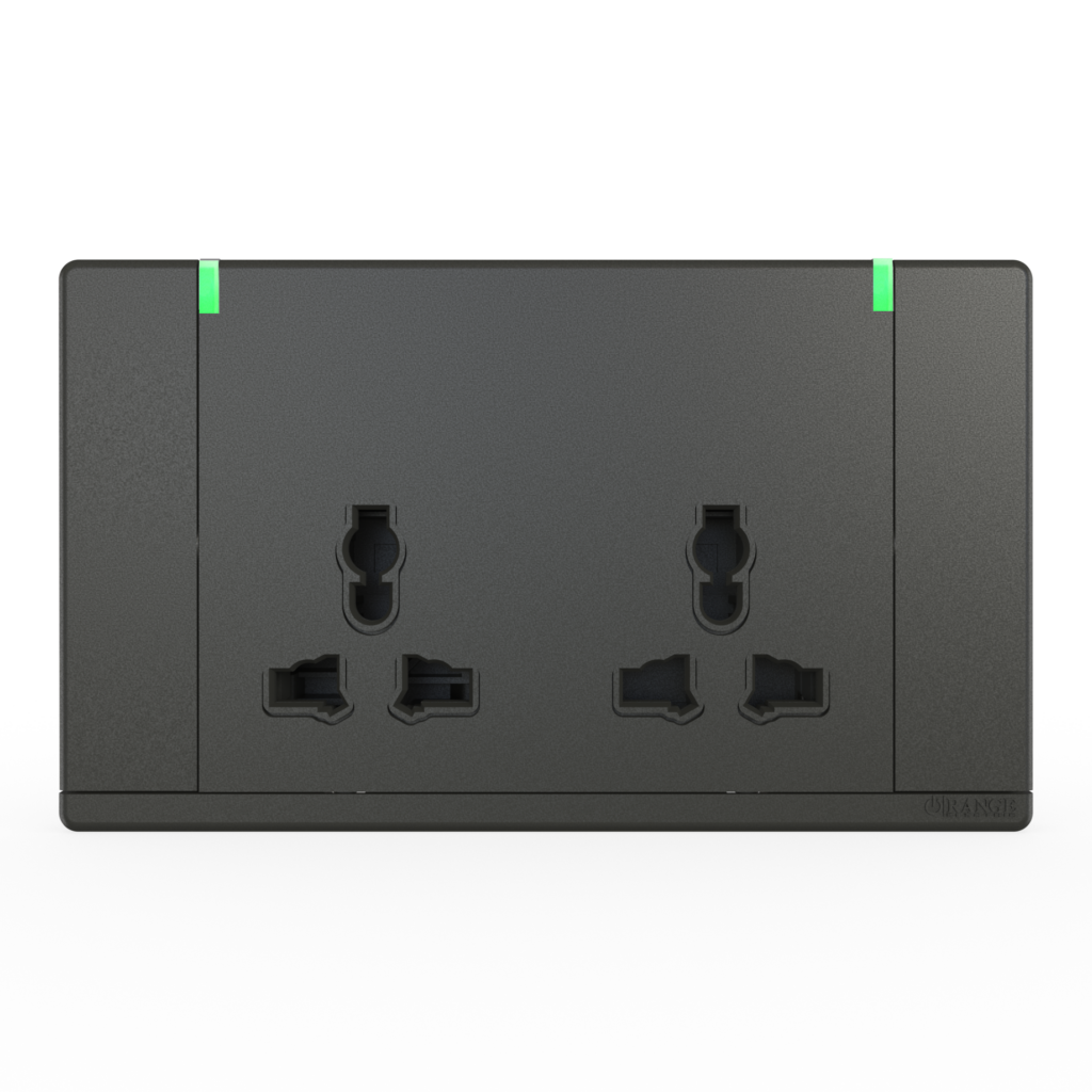 ODESSA 13Amp. 250V Twin Multi Switched Socket Outlet with Indicator Pearl Gunmetal