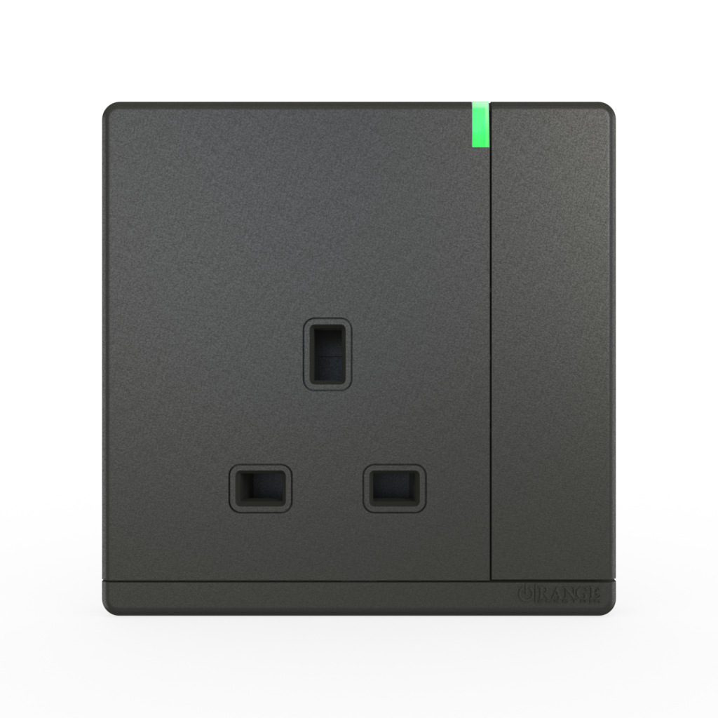 ODESSA 13Amp. 250V Single Switched Socket Outlet with Indicator Pearl Gunmetal