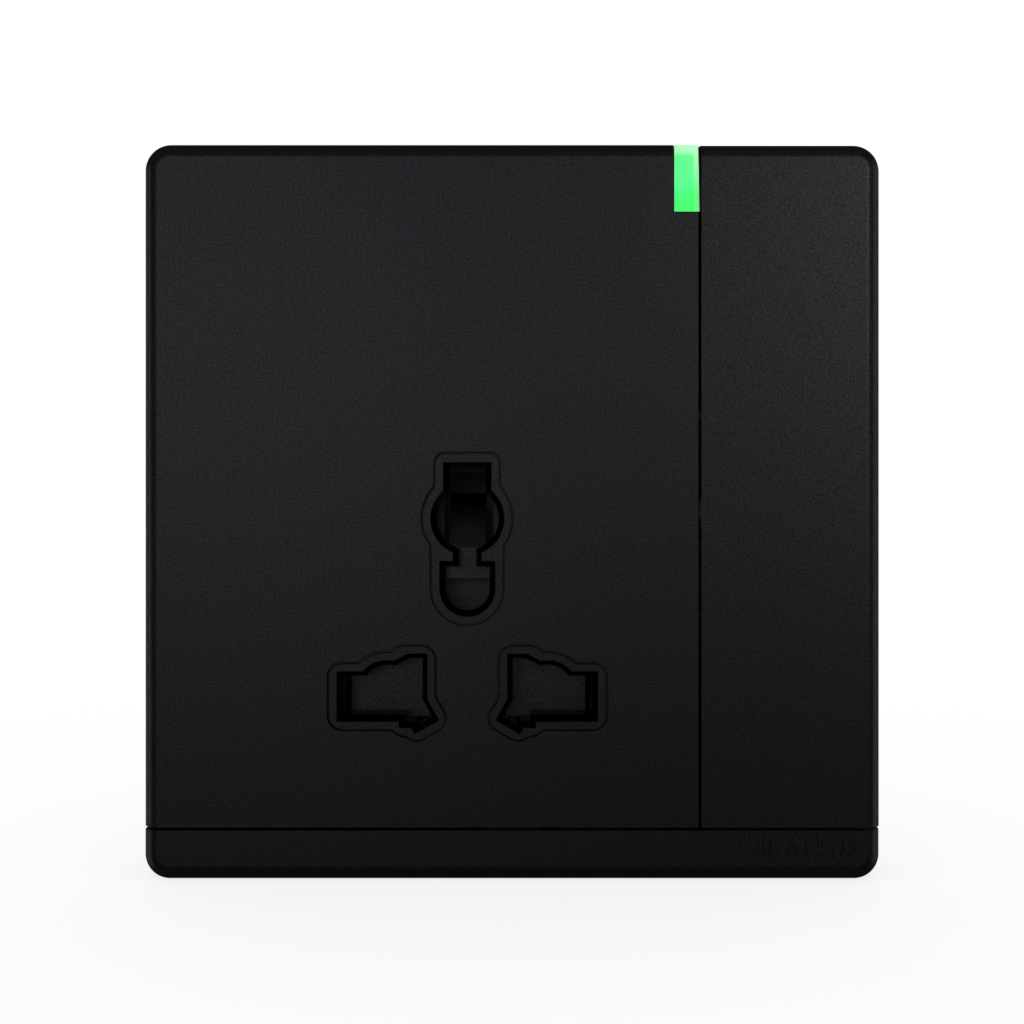 ODESSA 13Amp. 250V Single Multi Switched Socket Outlet with Indicator Pearl Black