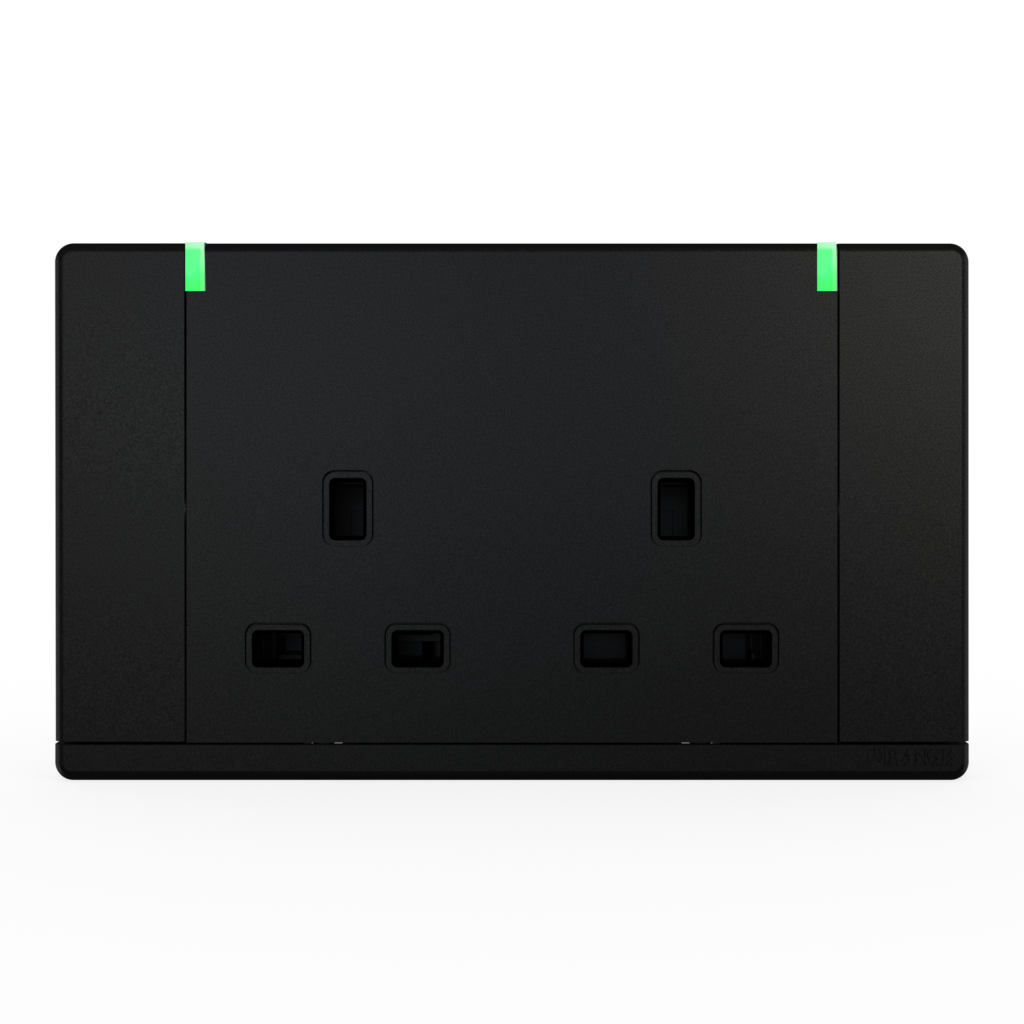 ODESSA 13Amp. 250V Twin Switched Socket Outlet with Indicator Pearl Black