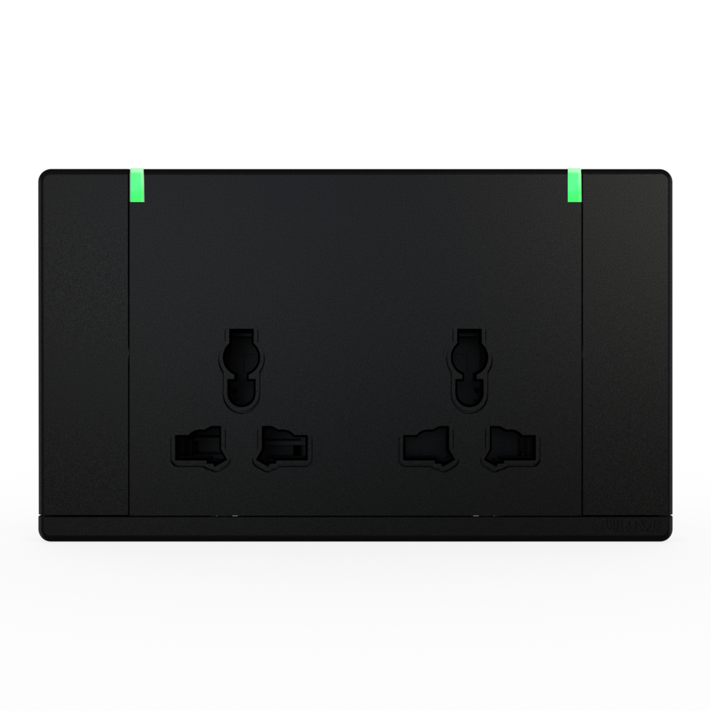 ODESSA 13Amp. 250V Twin Multi Switched Socket Outlet with Indicator Pearl Black
