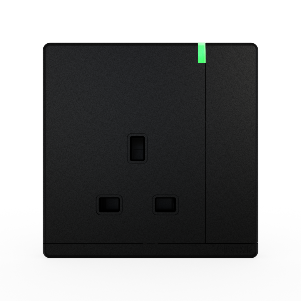 ODESSA 13Amp. 250V Single Switched Socket Outlet with Indicator Pearl Black