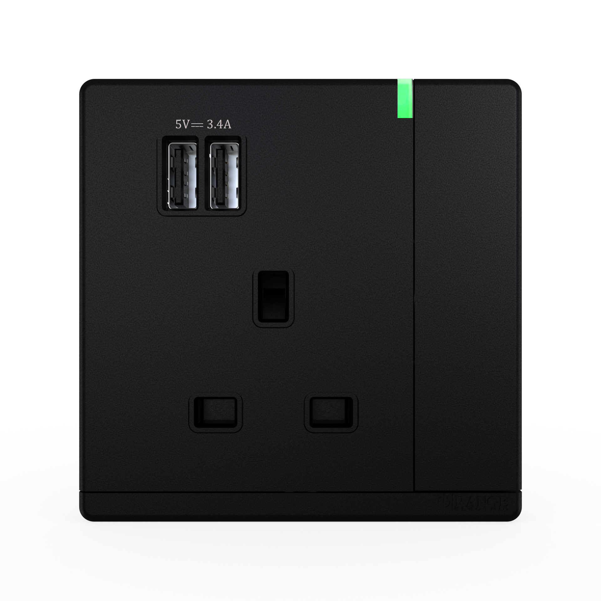 ODESSA 13Amp. 250V Single Switched Socket Outlet with Indicator + 3.4 USB Pearl Black