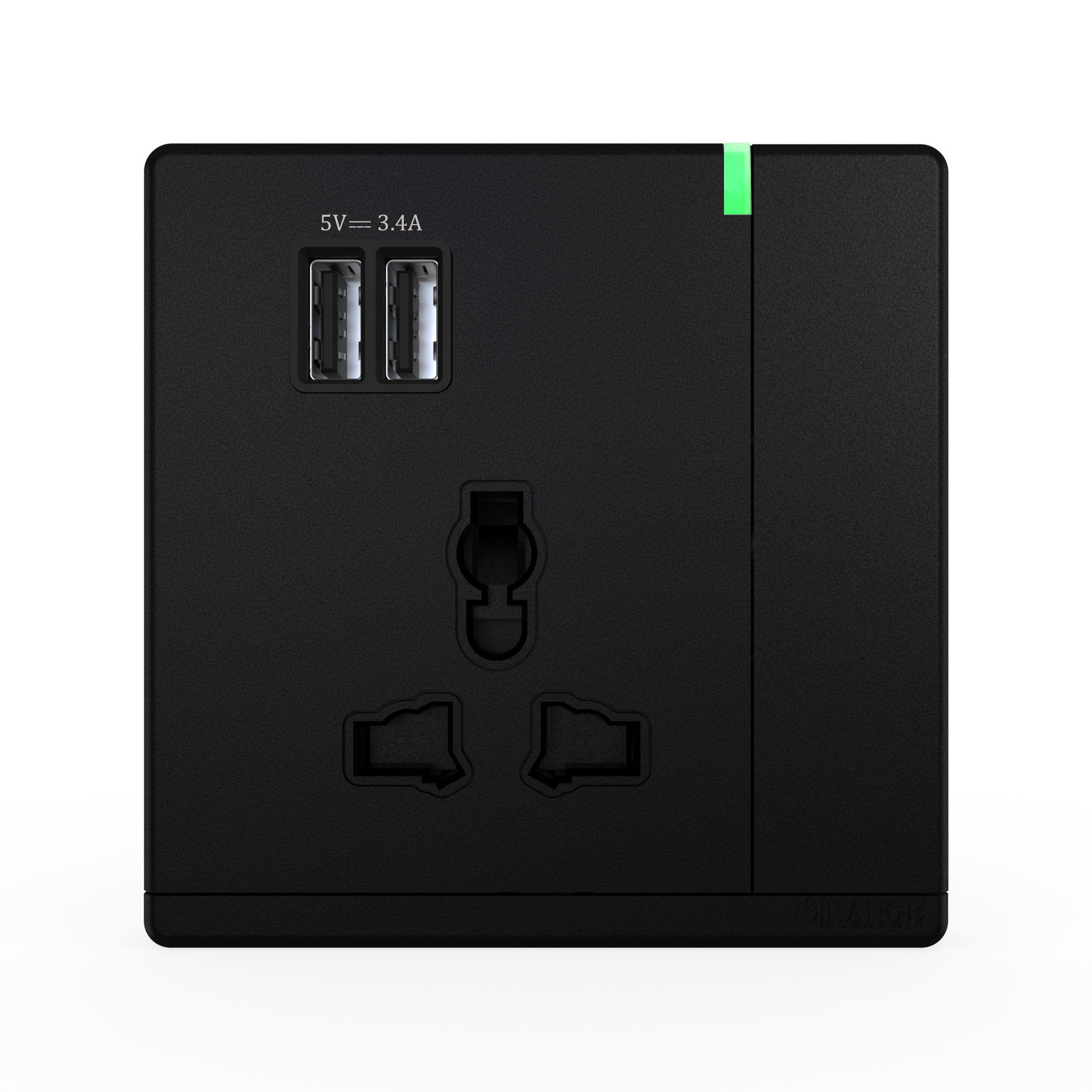 ODESSA 13Amp. 250V Single Multi Switched Socket Outlet with Indicator + 3.4 USB Pearl Black