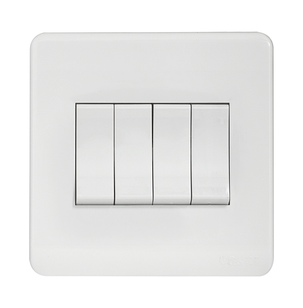 SCINTILLA 16Amp. 4Gang 1Way Switch White with White Surround