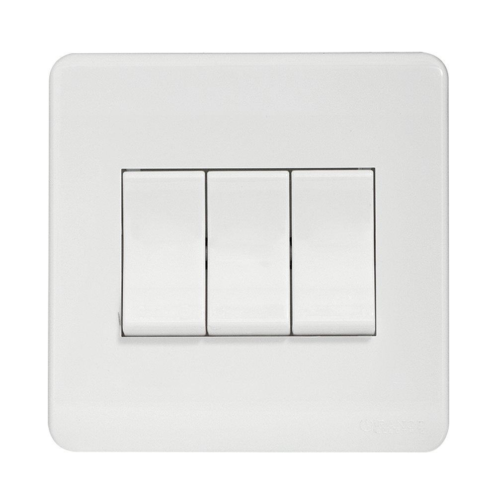 SCINTILLA 16Amp. 3Gang 2Way Switch White with White Surround