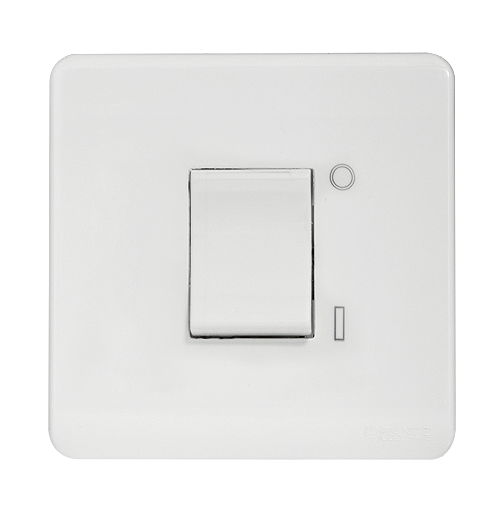 SCINTILLA 20Amp. Double Pole Switch with Indicator + Earth Bar White with White Surround