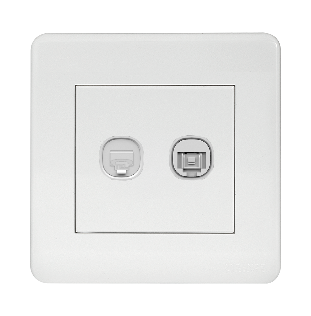 SCINTILLA 2Gang Telephone + Data Outlet White with White Surround