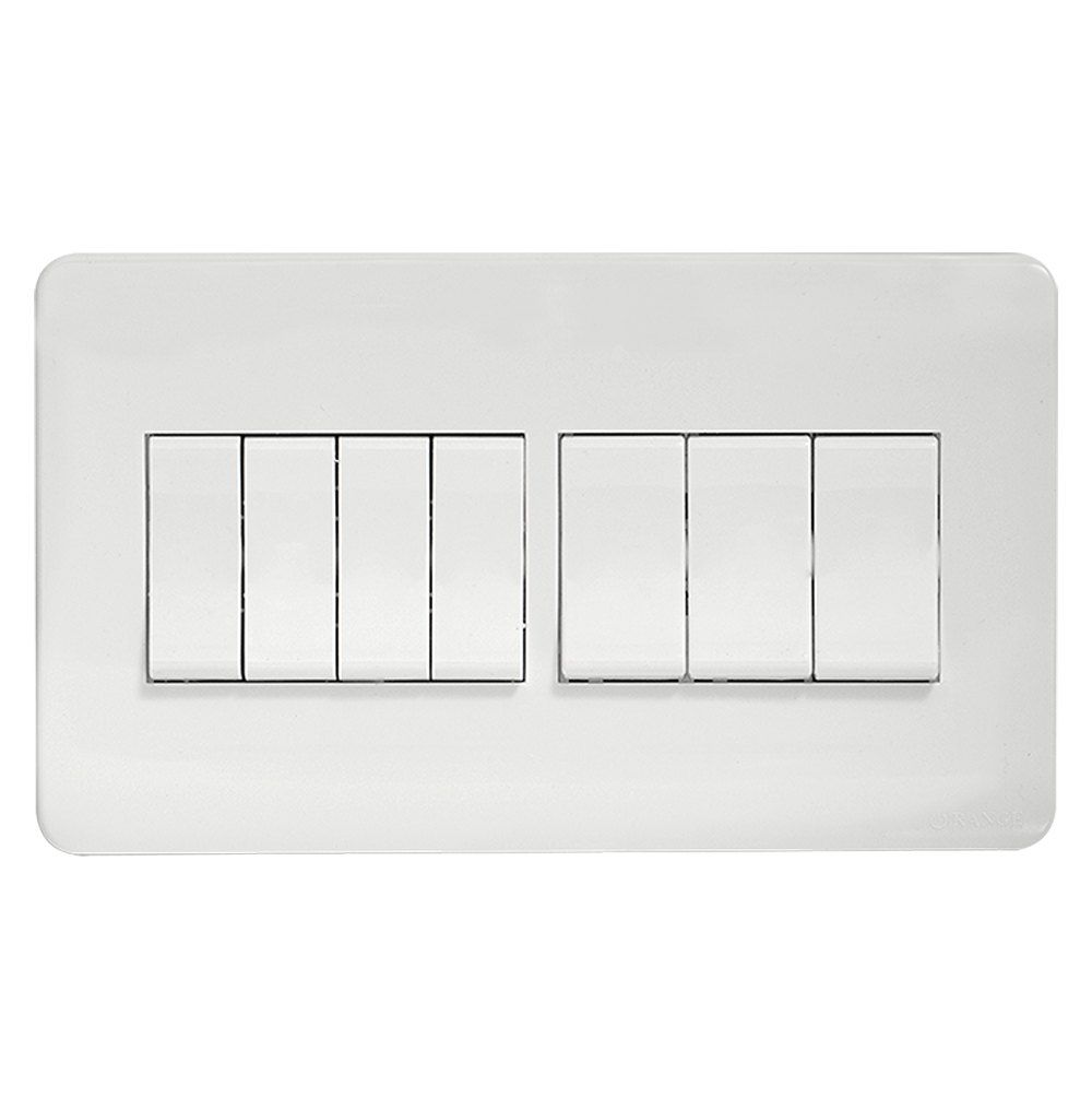 SCINTILLA 16Amp. 7Gang 2Way Switch White with White Surround