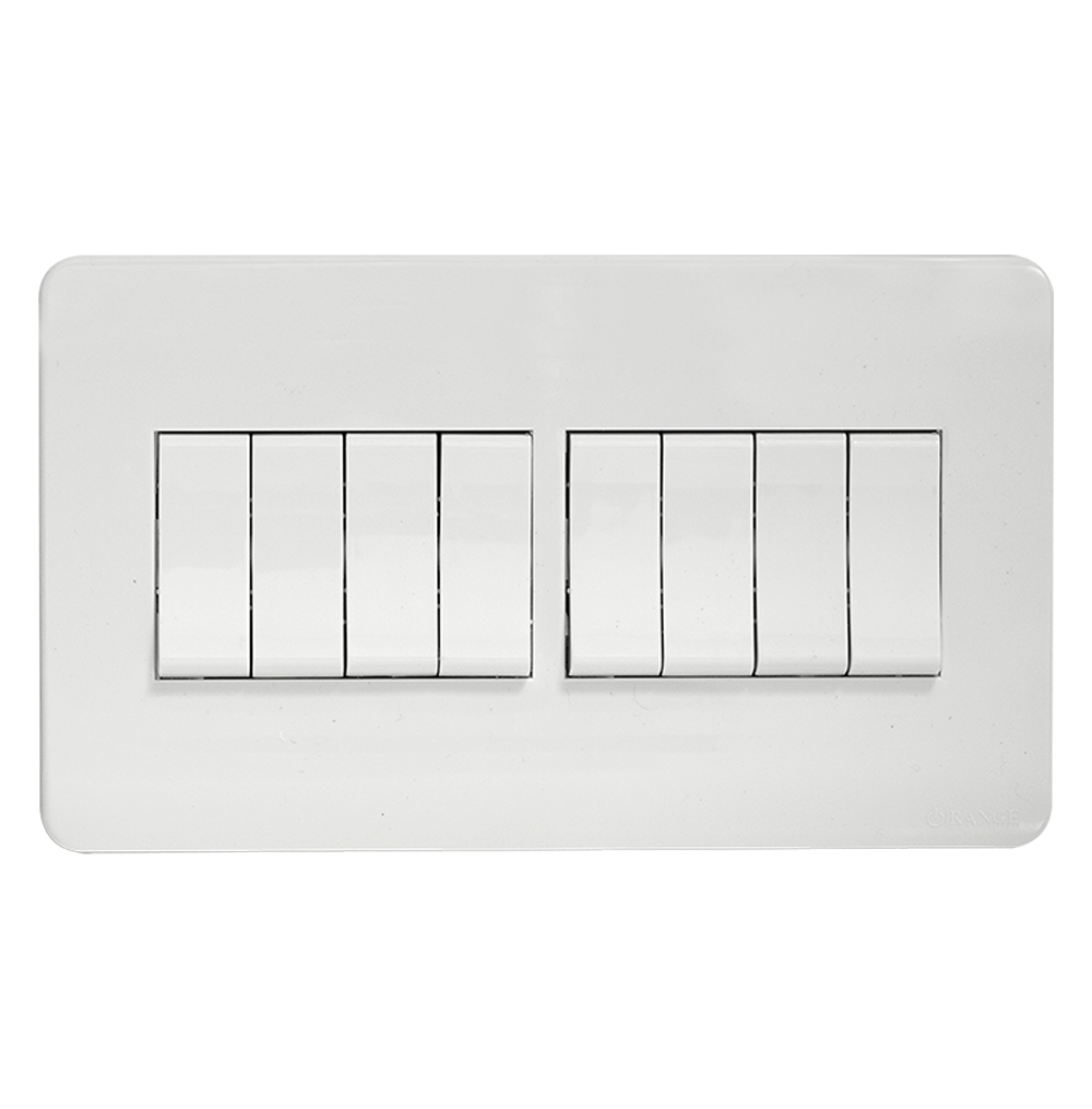 SCINTILLA 16Amp. 8Gang 2Way Switch White with White Surround