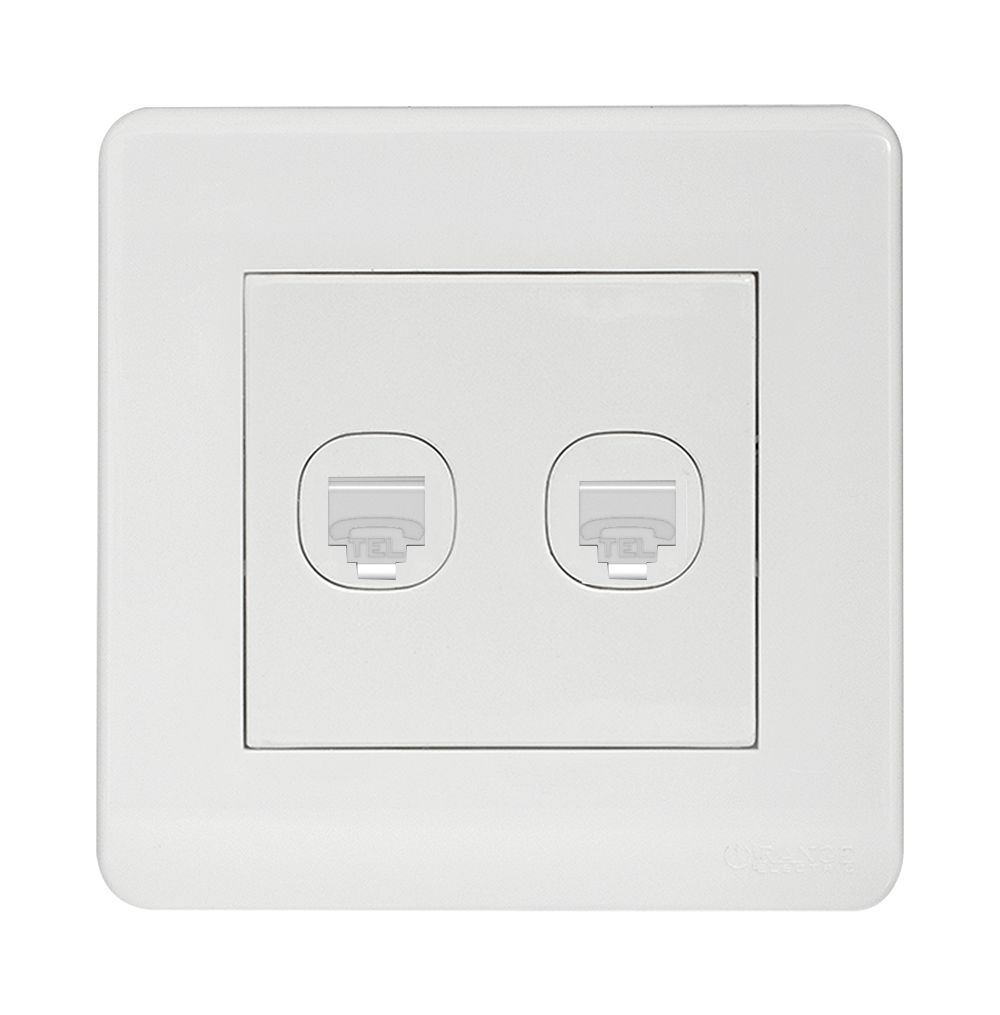 SCINTILLA 2Gang 4Wire Telephone Outlet White with White Surround