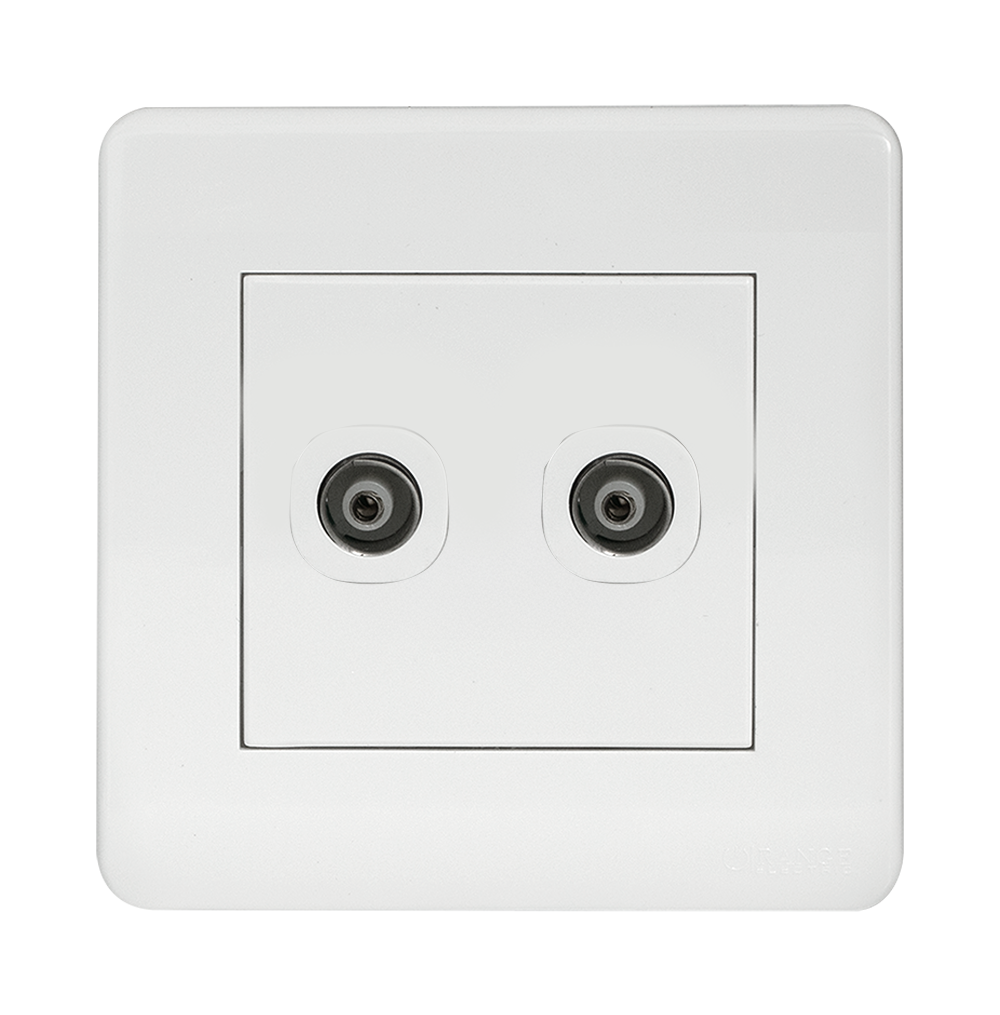 SCINTILLA 2Gang TV Co-Axial Outlet (75Ohm) White with White Surround