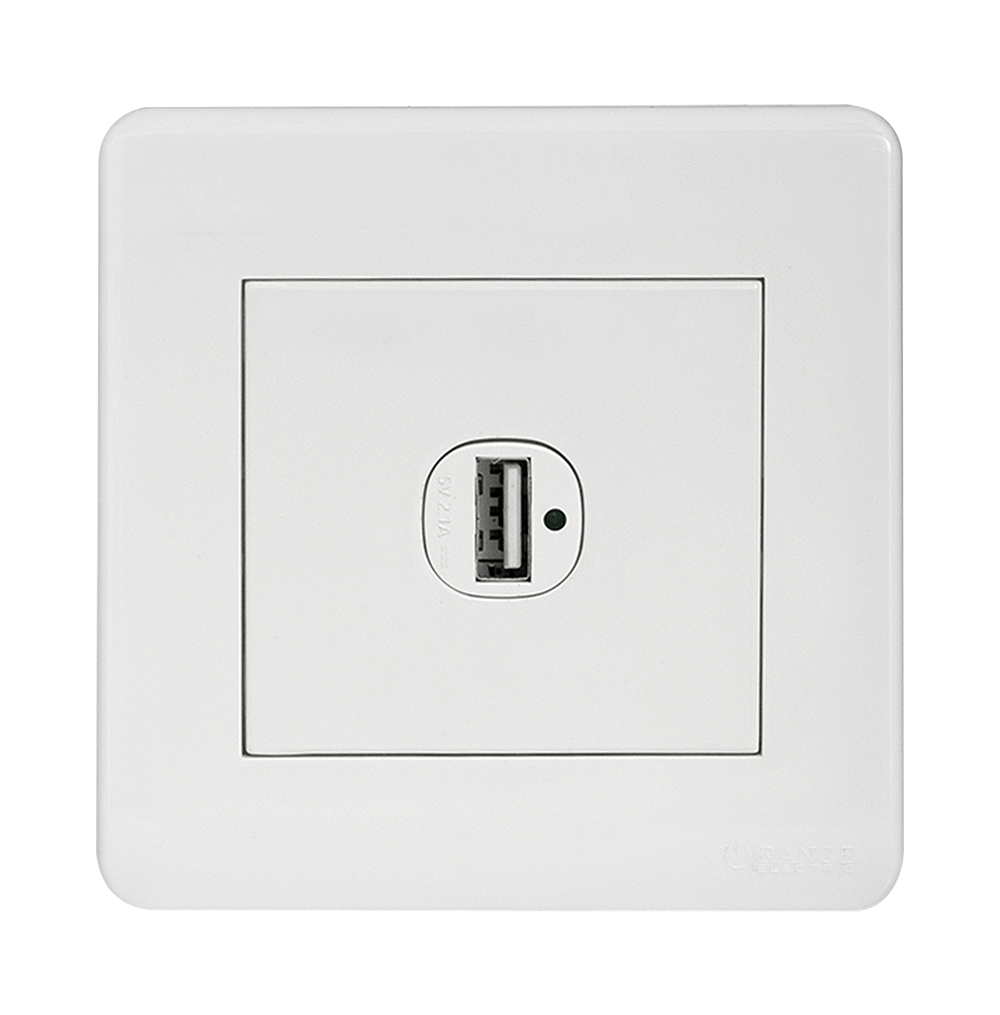 SCINTILLA 2.1Amp. 1Gang Type-A USB Charger Outlet White with White Surround