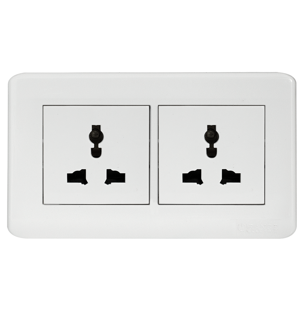 SCINTILLA 13Amp. Twin Multi Unswitched Socket Outlet White with White Surround