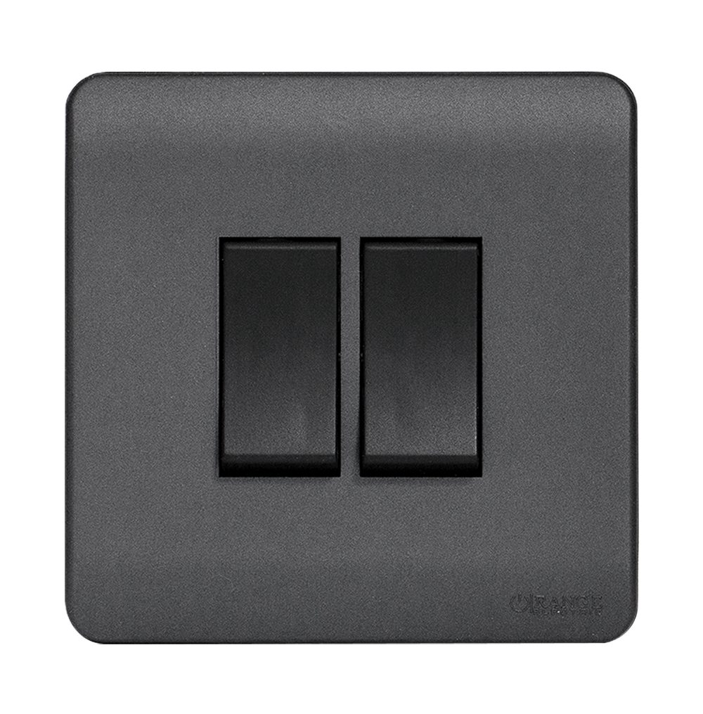 SCINTILLA 16Amp. 2Gang 2Way Switch B/Matte with GM/Matte Surround