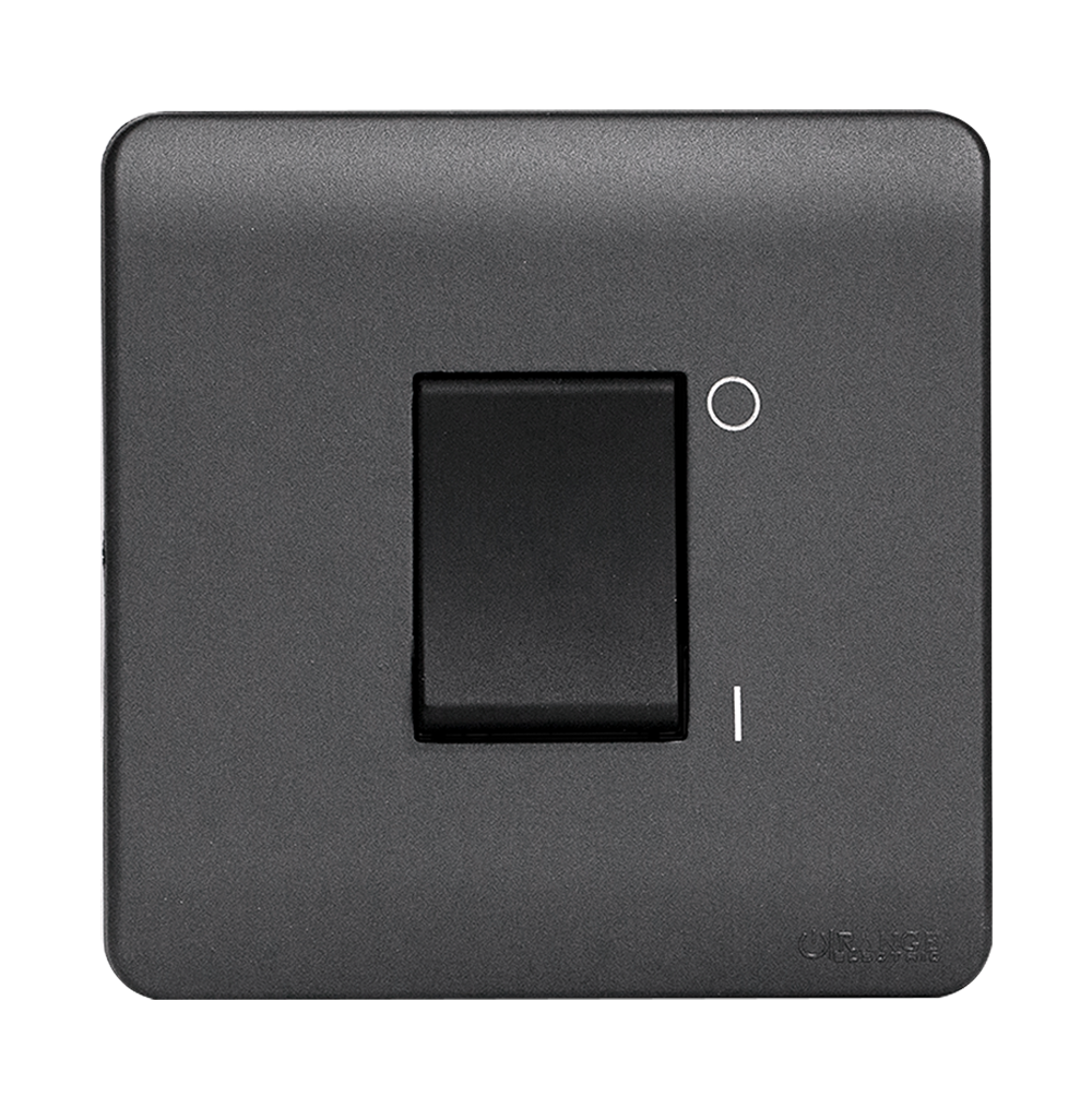 SCINTILLA 20Amp. Double Pole Switch with Indicator B/Matte with GM/Matte Surround