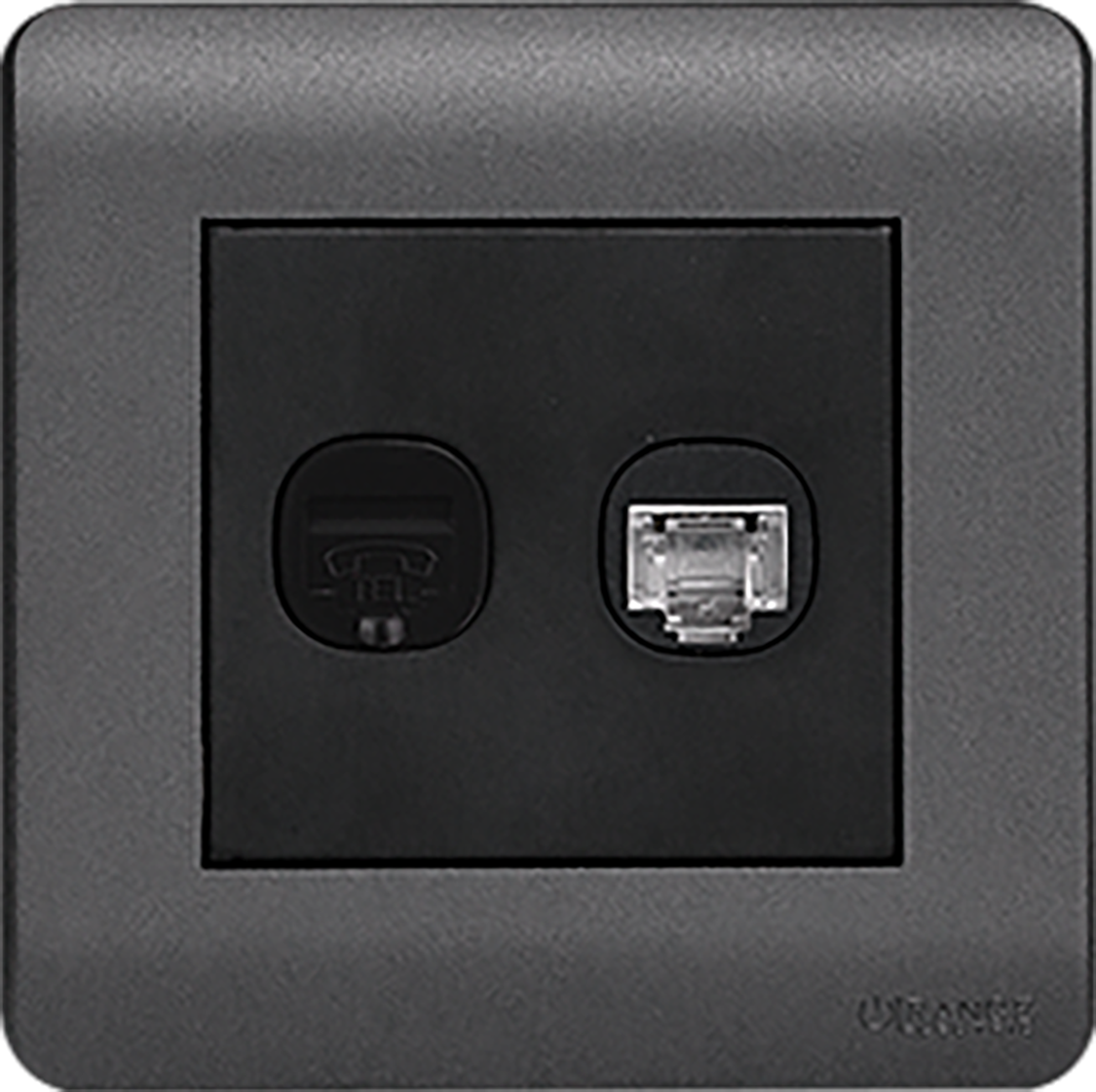 SCINTILLA 2Gang Telephone + Data Outlet B/Matte with GM/Matte Surround