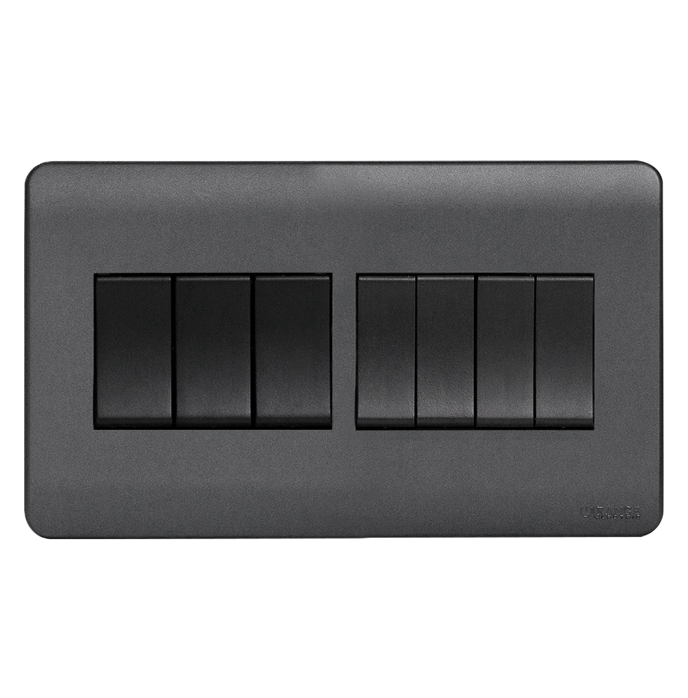 SCINTILLA 16Amp. 7Gang 1Way Switch B/Matte with GM/Matte Surround
