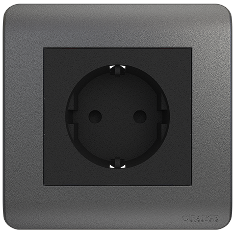 SCINTILLA 16Amp. Schuko Socket Outlet B/Matte with GM/Matte Surround