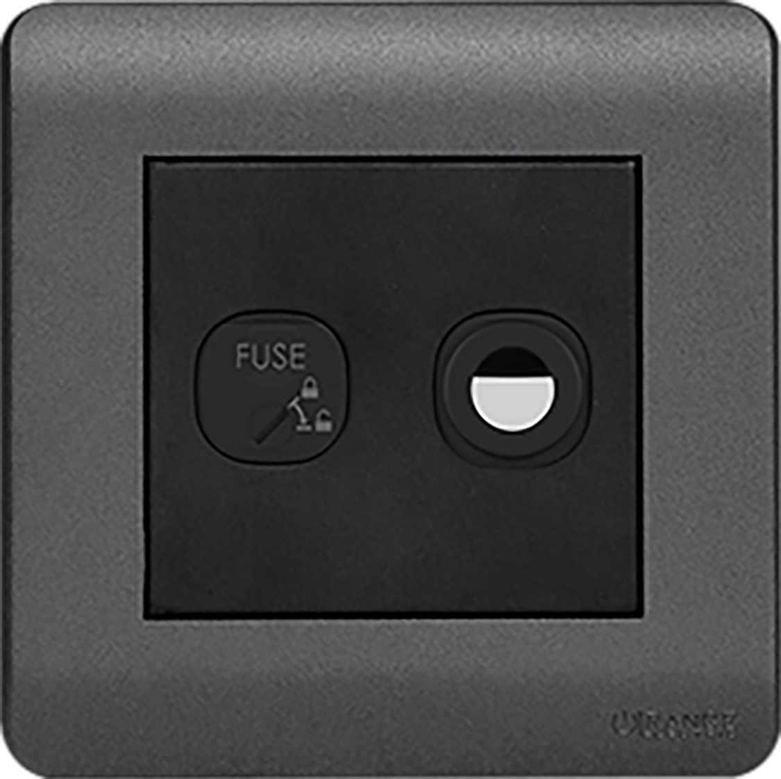 SCINTILLA 1Gang 13Amp Fused Flex Outlet B/Matte with GM/Matte Surround