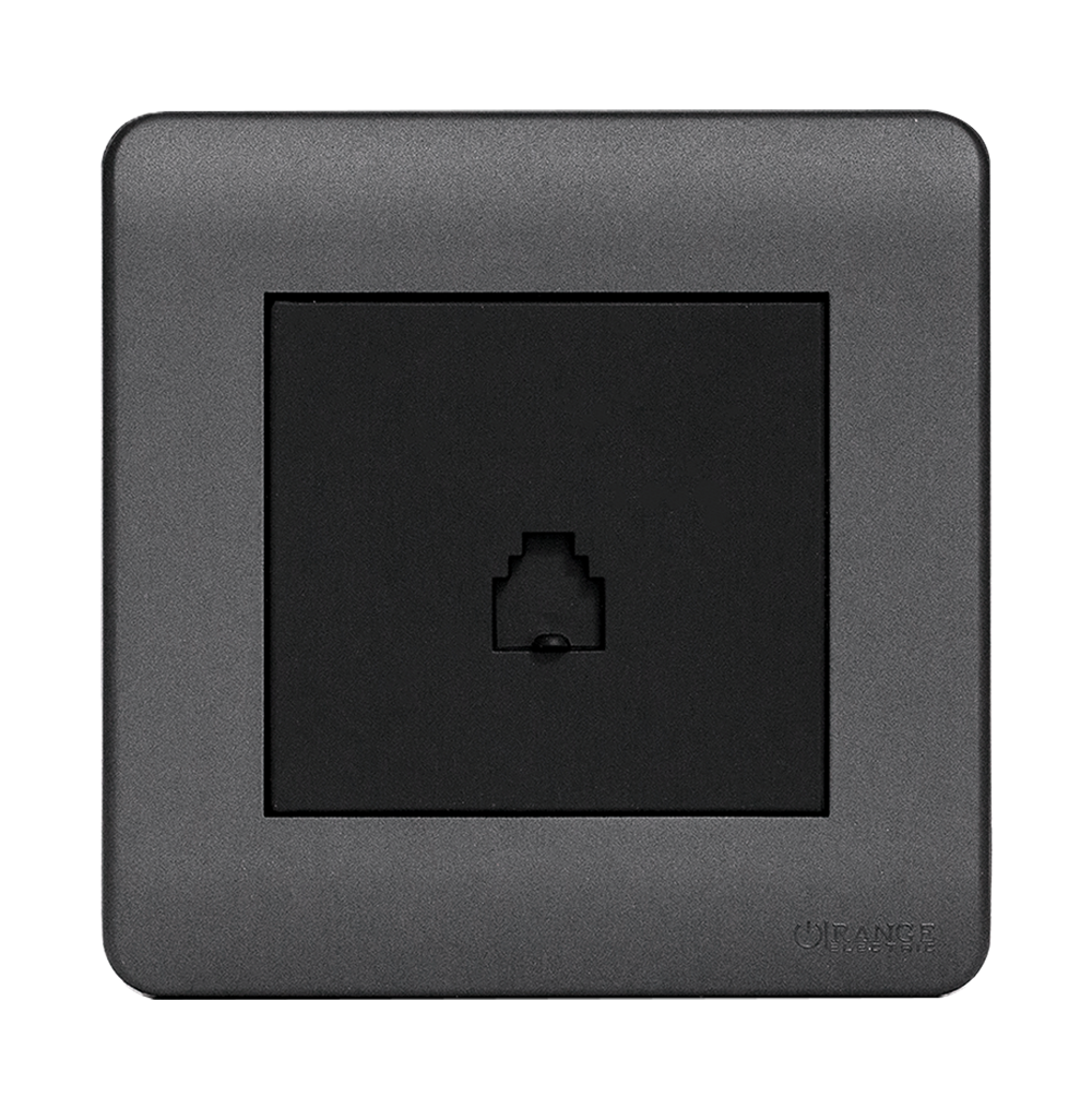 SCINTILLA 1Gang 4Wire Telephone Outlet B/Matte with GM/Matte Surround