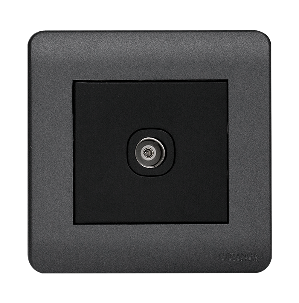 SCINTILLA 1Gang TV Co-Axial Outlet (75Ohm) B/Matte with GM/Matte Surround