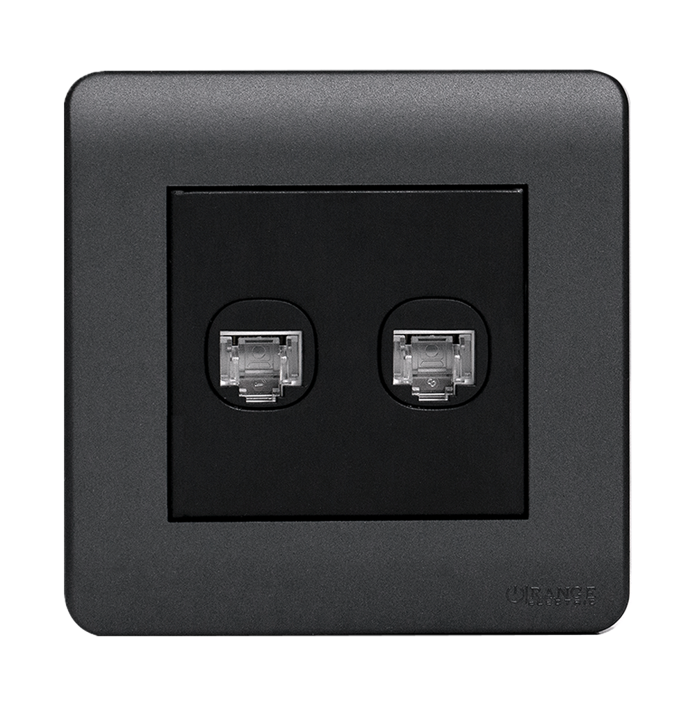SCINTILLA 2Gang 8Wire 8Contact Telephone/Data Outlet B/Matte with GM/Matte Surround