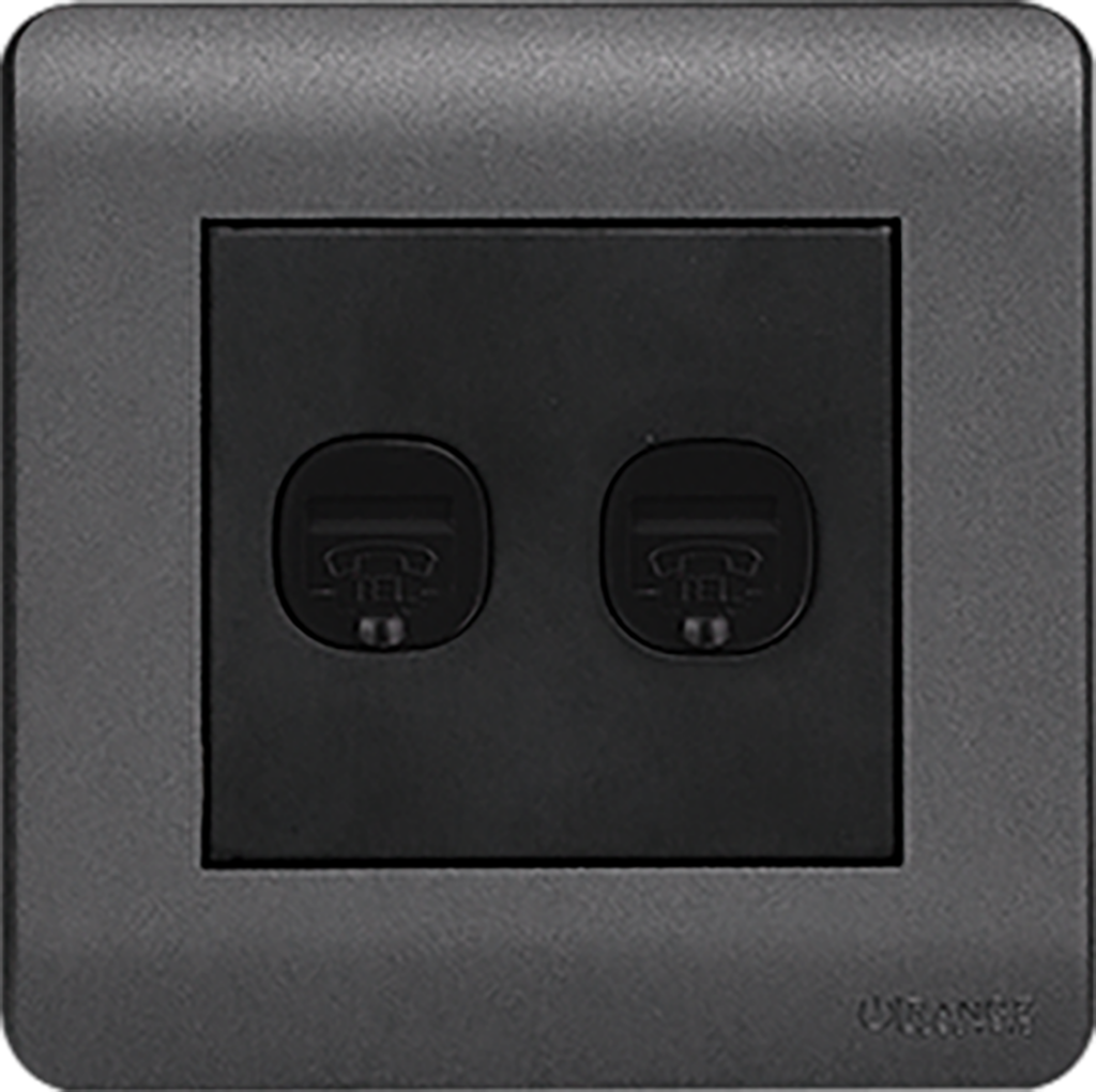SCINTILLA 2Gang 4Wire Telephone Outlet B/Matte with GM/Matte Surround
