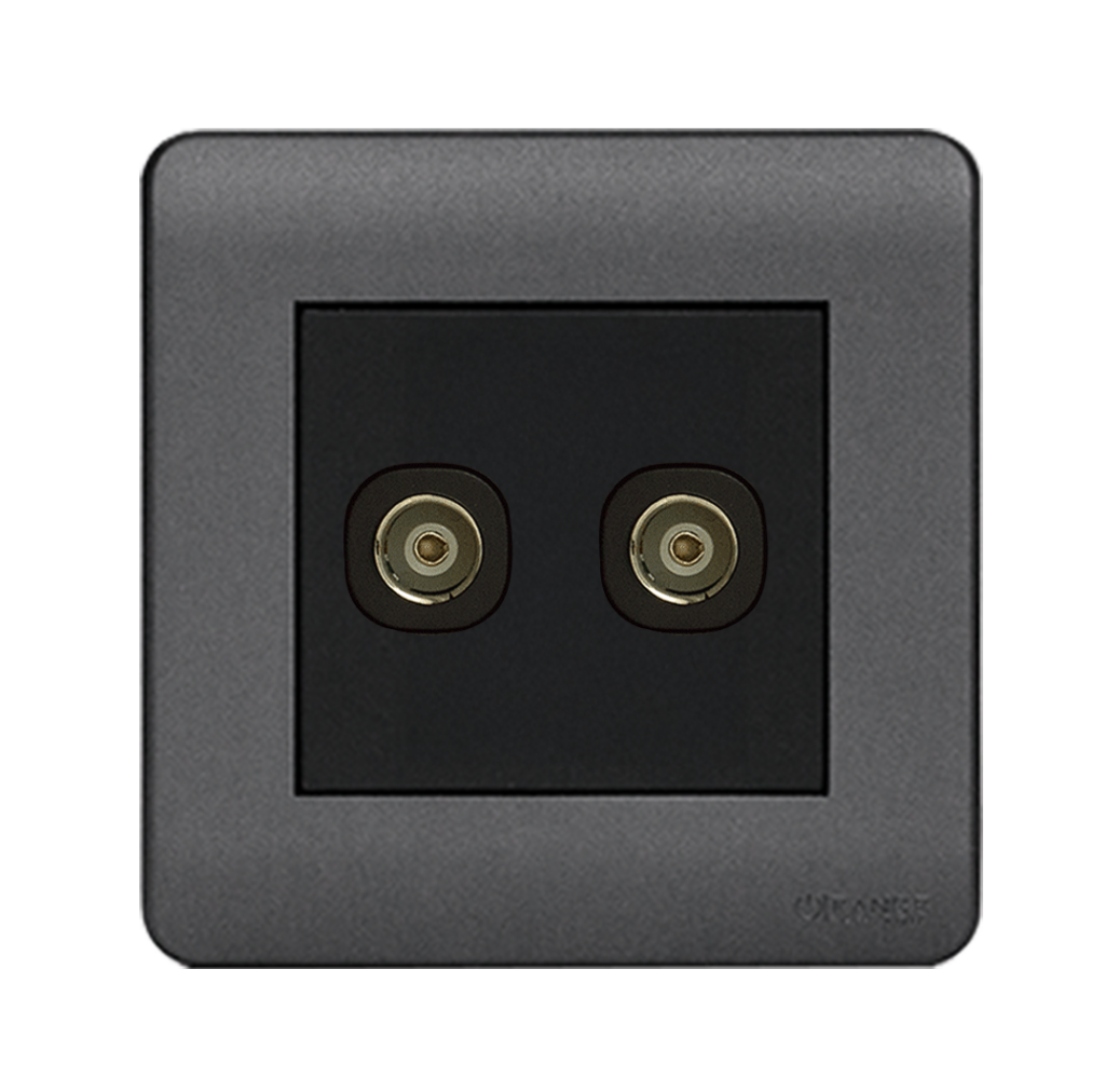 SCINTILLA 2Gang TV Co-Axial Outlet (75Ohm) B/Matte with GM/Matte Surround